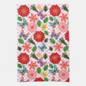 Modern Spring Garden Butterfly Floral  キッチンタオル (縦)