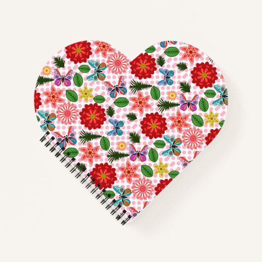 Modern Spring Garden Butterfly Floral  ノートブック (正面)