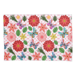 Modern Spring Garden Butterfly Floral  枕カバー