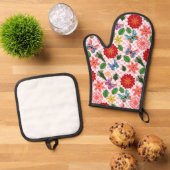 Modern Spring Garden Butterfly Floral  鍋つかみ&鍋敷きセット (トップダウン)