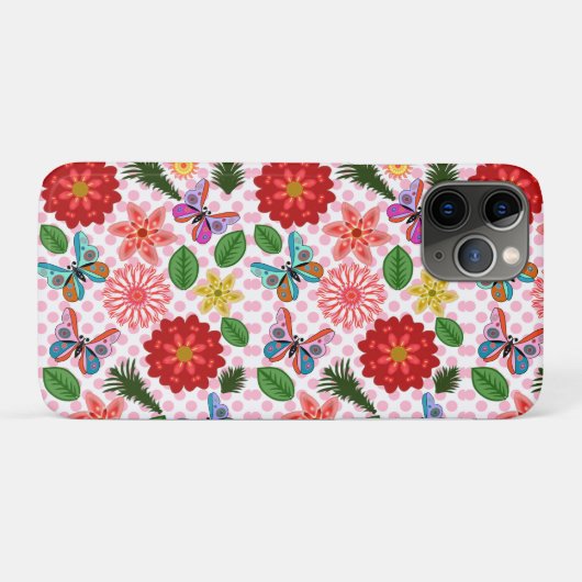 Modern Spring Garden Butterfly Floral  Case-Mate iPhoneケース (裏面(横))