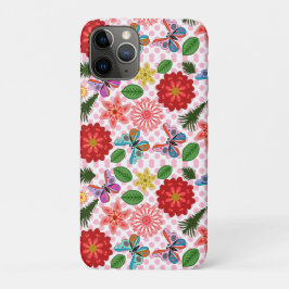Modern Spring Garden Butterfly Floral  iPhone 11 Proケース