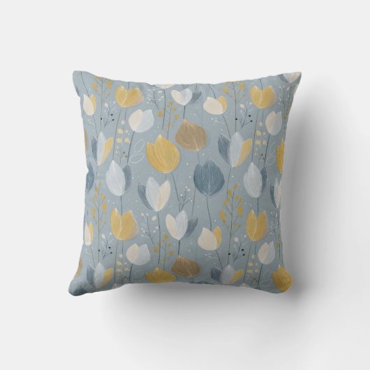 Modern Spring Tulip Botanical Throw Pillow クッション (裏面)