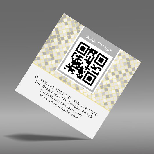 Modern Square Geometric Pattern QR Code  スクエア名刺