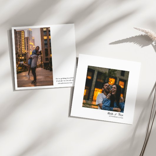 Modern Square Minimal Candid Handwritten Wedding セーブザデート