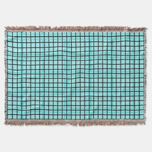 Modern_Squares (c) Turquoise_Blue-Blanket_ スローブランケット (正面)