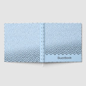 Modern Squiggly Zigzag Chevron Pattern On Blue ゲストブック (全面)