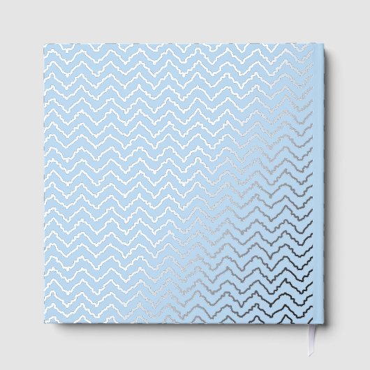 Modern Squiggly Zigzag Chevron Pattern On Blue ゲストブック (裏面)