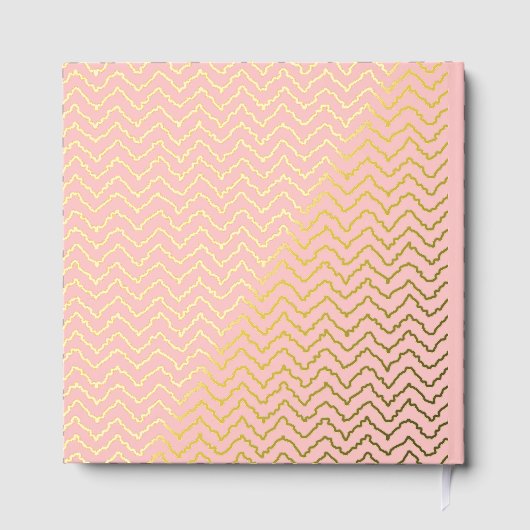 Modern Squiggly Zigzag Chevron Pattern On Pink ゲストブック (裏面)