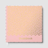 Modern Squiggly Zigzag Chevron Pattern On Pink ゲストブック (正面)