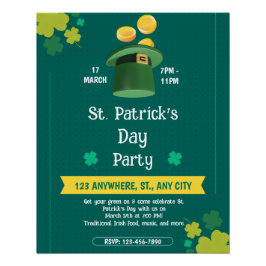 Modern St. Patrick's Day Party Custom Invitation ポスター
