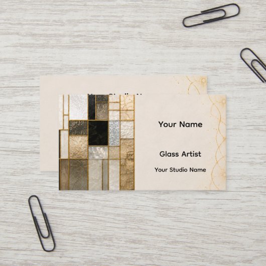Modern Stained Glass Business Card | Luxury Salon 名刺 (正面/裏面インサイチュ)