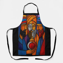 Modern Stained Glass Three Wise Men エプロン