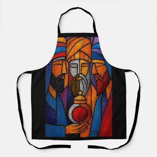 Modern Stained Glass Three Wise Men エプロン (正面)