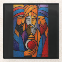 Modern Stained Glass Three Wise Men ガラスコースター