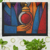 Modern Stained Glass Three Wise Men キッチンタオル (折り畳み)