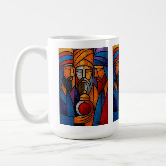 Modern Stained Glass Three Wise Men コーヒーマグカップ (左)