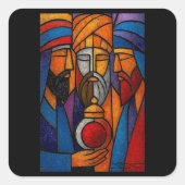 Modern Stained Glass Three Wise Men スクエアシール (正面)