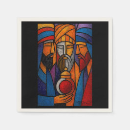 Modern Stained Glass Three Wise Men スタンダードカクテルナプキン