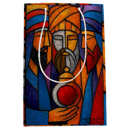 Modern Stained Glass Three Wise Men ミディアムペーパーバッグ