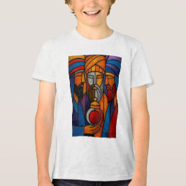 Modern Stained Glass Three Wise Men in English トライブレンドTシャツ