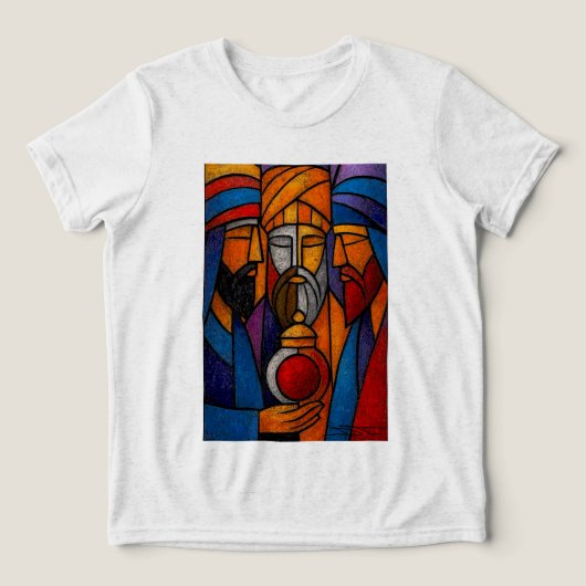 Modern Stained Glass Three Wise Men in English トライブレンドＴシャツ (デザイン正面)