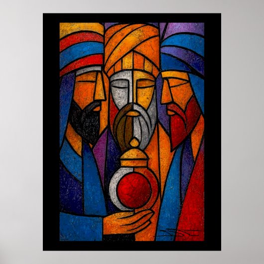 Modern Stained Glass Three Wise Men in English ポスター (正面)