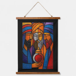 Modern Stained Glass Three Wise Men in English 吊り下げ型タペストリー