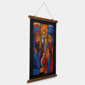 Modern Stained Glass Three Wise Men in English 吊り下げ型タペストリー (傾斜あり)