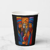 Modern Stained Glass Three Wise Men in English 紙コップ (裏面)