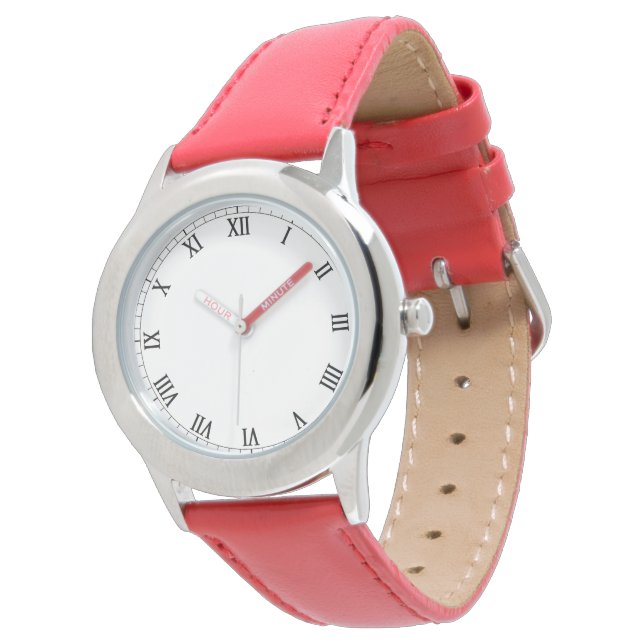 Modern Stainless Steel Watch for Kids in Red 腕時計 (アングル)