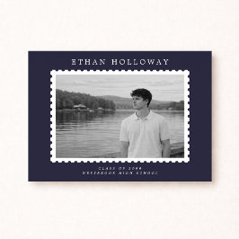 Modern Stamp Style Photo Graduation Announcement 招待状