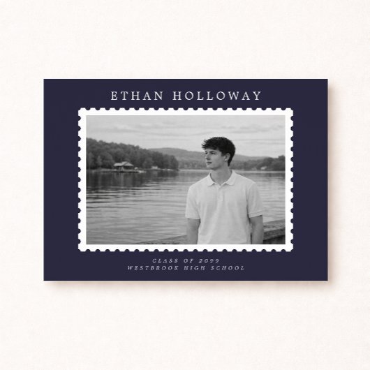 Modern Stamp Style Photo Graduation Announcement 招待状