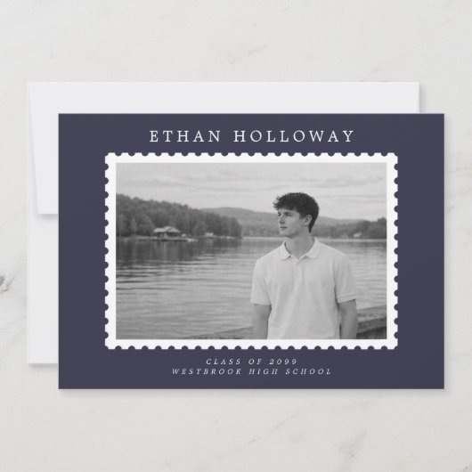 Modern Stamp Style Photo Graduation Announcement 招待状 (正面)