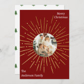 Modern Starburst Photo Christmas Holiday Card シーズンカード (正面/裏面)