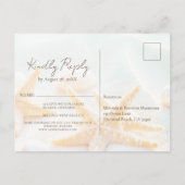Modern Starfish Shells Ocean Beach Wedding RSVP 案内ポストカード (裏面)