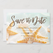 Modern Starfish Shells QR Code Beach Wedding セーブザデート (正面)
