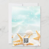 Modern Starfish Shells QR Code Ocean Beach Wedding 招待状 (裏面)