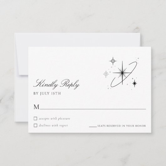 Modern Starry Night Celestial Wedding RSVP Card (正面)
