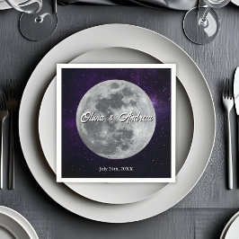 Modern Starry Night Full Monn Wedding  スタンダードカクテルナプキン