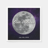 Modern Starry Night Full Monn Wedding  スタンダードカクテルナプキン (正面)