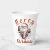 Modern Steampunk Santa and Robot Reindee Paper cup 紙コップ (正面)