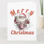 Modern Steampunk Santa and Robot Reindeer Holiday  カード (正面)