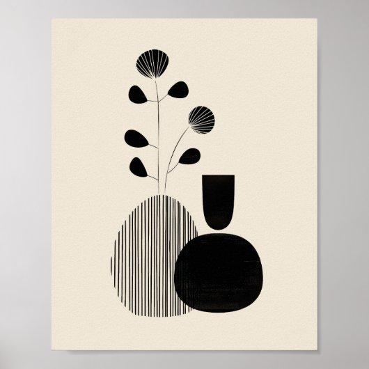 Modern Still Life – Minimalist Botanical Print ポスター (正面)