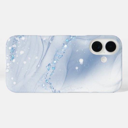 Modern Stone Dusty Blue Marble Case-Mate iPhoneケース (裏面 (横))