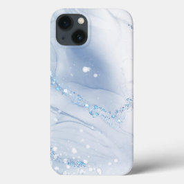 Modern Stone Dusty Blue Marble iPhone 13ケース