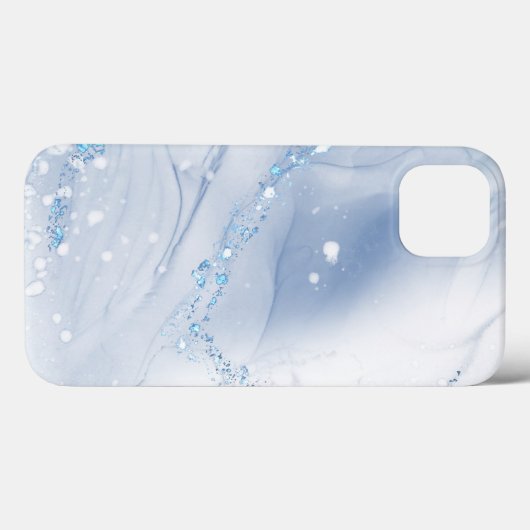 Modern Stone Dusty Blue Marble Case-Mate iPhoneケース (裏面 (横))