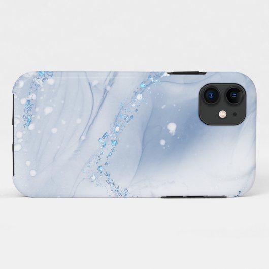 Modern Stone Dusty Blue Marble Case-Mate iPhoneケース (裏面(横))