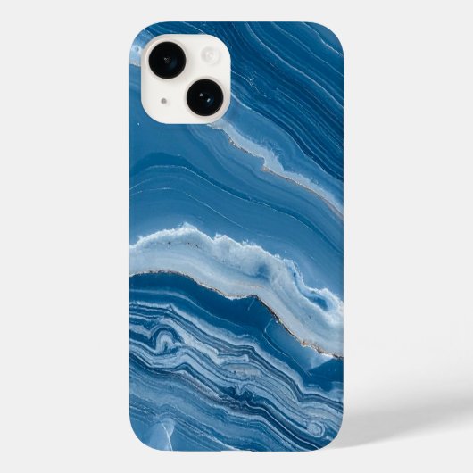 Modern Stone Dusty Blue Marble Case-Mate iPhoneケース (裏面)
