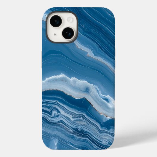 Modern Stone Dusty Blue Marble Case-Mate iPhoneケース (裏面)